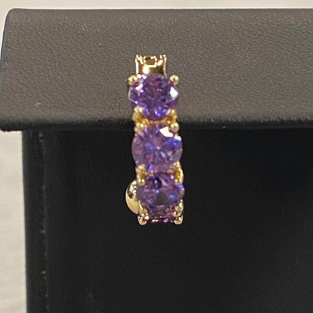 Purple  Gold Jeweled Belly Button Ring
